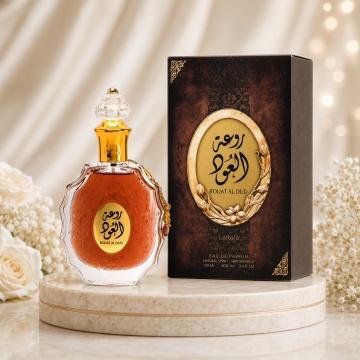 Parfum Arăbesc Lattafa Rouat Al Oud 100 ml, Apă de Parfum Unisex, Aromă Orientală cu Oud, Trandafir, Șofran, Ambră, Cardamom și Condimente