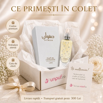 Parfum Arăbesc Lattafa Safwaan L’Autre Musk 100 ml, Apă de Parfum Unisex, Aromă Curată Pudrată cu Mosc, Vanilie, Ambră, Oud și Note Lemnoase - Img 4
