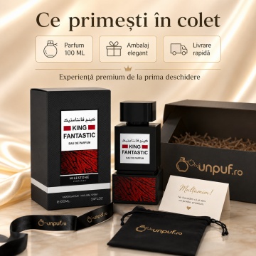 Parfum Arăbesc Milestone King Fantastic EDP 100 ml Bărbat, Aromă Aromatic Orientală cu Citrice, Condimente, Lavandă, Flori Albe, Note Calde, Lemn de Cedru, Ambră și Mosc - Img 7