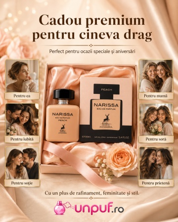 Parfum Arăbesc Narissa Peach Maison Alhambra EDP 100 ml Damă, Inspirat Narciso Poudree, Aromă Lemnos Floral Mosc cu Floare de Portocal, Iasomie, Trandafir, Vetiver, Mosc, Cumarină, Cedru și Paciuli - Img 7