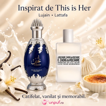 Parfum Arăbesc Niche Emarati Lujain Lattafa EDP 100 ml Unisex, Inspirat This Is Her, Aromă Pudrată Vanilată Floral Lemnoasă cu Piper Roz, Trandafir, Iasomie Sambac, Tuberoză, Santal, Tonka, Vanilie, Labdanum, Șofran și Piele - Img 8