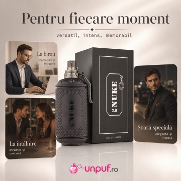 Parfum Arăbesc Nuke 2.0 Fragrance World 100 ml, Apă de Parfum Bărbat, Aromă Oriental Condimentată Explozivă cu Grapefruit, Bergamotă, Piper Roz, Paprika, Scorțișoară, Șofran, Tutun, Ambră, Piele și Vetiver - Img 6