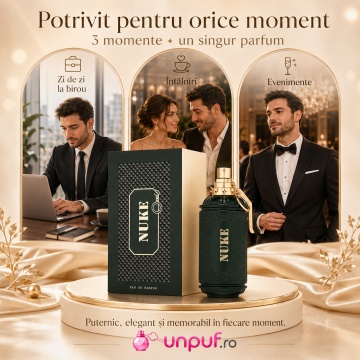 Parfum Arăbesc Nuke Fragrance World 100 ml, Apă de Parfum Bărbat, Aromă Oriental Condimentată Explozivă cu Grapefruit, Bergamotă, Piper Roz, Paprika, Scorțișoară, Șofran, Tutun, Ambră, Piele și Vetiver - Img 6
