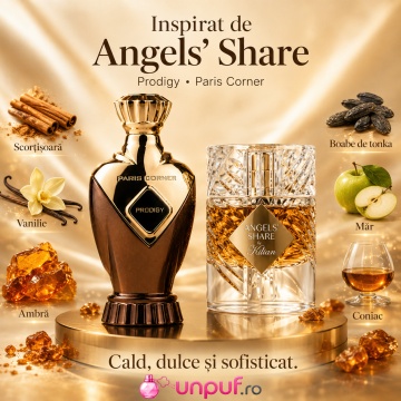 Parfum Arăbesc Paris Corner Prodigy 100 ml, Apă de Parfum Unisex, Damă, Bărbat, Aromă Oriental Lemnoasă, Caldă, Dulce și Sofisticată, Inspirat Angels’ Share - Img 8
