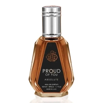 Parfum Arăbesc Proud of You Absolute Fragrance World 50 ml, Apă de Parfum Bărbat, Aromă Oriental Fougère Gourmand cu Elemi, Bergamotă, Rom, Castan Confiat, Davana, Lavandă, Patchouli, Vanilie de Madagascar și Cedru - Img 11