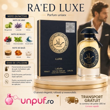 Parfum Arăbesc Ra’Ed Luxe Gold Lattafa EDP 100 ml Bărbat, Inspirat K Dolce & Gabbana, Aromă Lemnos Aromatică cu Bergamotă, Lavandă, Cardamom, Geranium, Cedru, Paciuli, Vanilie și Vetiver - Img 9