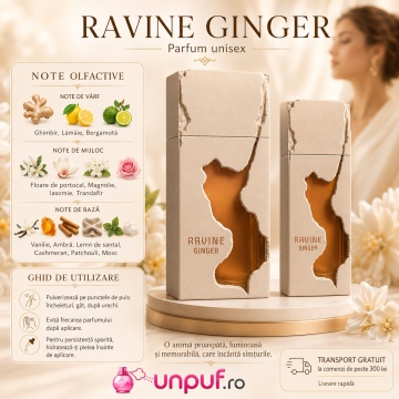 Parfum Arăbesc Ravine Ginger French Avenue EDP 100 ml Unisex, Inspirat Ingenious Ginger, Aromă Aromatic Orientală Fresh Condimentată cu Ghimbir, Lămâie, Bergamotă, Flori Albe, Lavandă, Ambră, Lemn de Cedru, Mosc și Vanilie - Img 9