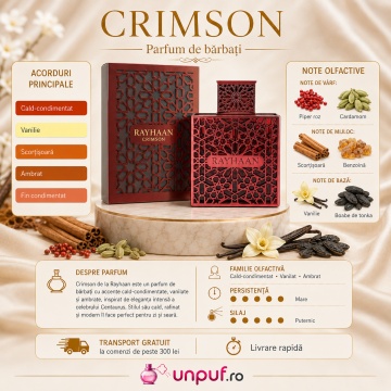 Parfum Arăbesc Rayhaan Crimson pentru Bărbați 100 ml, Cald Condimentat Vanilat Ambrat - Img 6