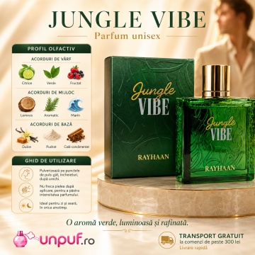Parfum Arăbesc Rayhaan Jungle Vibe EDP 100 ml Unisex, Inspirat Santal Greenery, Aromă Aromatic Orientală Verde Fresh cu Citrice, Condimente, Note Proaspete, Flori Albe, Lavandă, Note Calde, Lemn de Cedru, Ambră și Mosc - Img 9