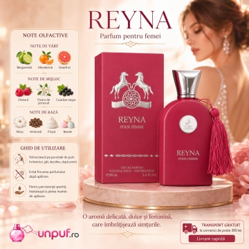 Parfum Arăbesc Reyna Pour Femme Maison Alhambra EDP 100 ml Damă, Inspirat Oriana Parfums de Marly, Aromă Floral Fructat Gurmandă cu Mandarină, Bergamotă, Grepfrut, Floare de Portocal, Zmeură, Coacăză Neagră, Frișcă, Bezea, Mosc și Ambretă - Img 9