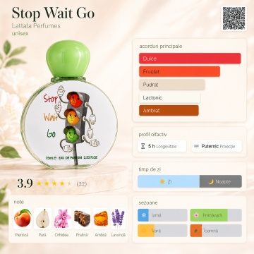 Parfum Arăbesc Stop Wait Go Lattafa Pride 75 ml, Apă de Parfum Unisex, Aromă Floral Fructat Gurmandă cu Lavandă, Pară, Piersică, Orhidee, Pralină, Nucă de Cocos, Ambră, Lemn de Santal și Mosc - Img 3