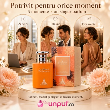 Parfum Arăbesc Taskeen Paris Corner 100 ml, Apă de Parfum Unisex, Damă, Bărbat, Aromă Fructat Gurmandă, Citrice, Piersică, Caramel și Vanilie, Inspirat Erba Pura - Img 6