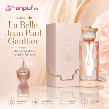 Parfum Arăbesc Teriaq Lattafa EDP 100 ml Unisex, Inspirat La Belle Jean Paul Gaultier, Aromă Floral Lemnos Moscată cu Caisă, Caramel, Migdală Amară, Piper, Miere, Flori Albe, Rubarbă, Trandafir, Vanilie, Piele, Labdanum, Mosc și Vetiver - Img 8