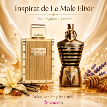 Parfum Arăbesc The Kingdom Men Lattafa EDP 100 ml Bărbat, Inspirat Le Male Elixir Jean Paul Gaultier, Aromă Aromatic Orientală cu Lavandă, Mentă, Salvie, Floare de Portocal, Tutun, Vanilie, Tonka, Labdanum și Rășină Benzoică - Img 8