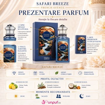 Parfum Arăbesc Unisex Safari Breeze French Avenue 100 ml, Apă de Parfum, Inspirat de Tales From Zanzibar, Aromă Fresh Verde Aromatic Orientală cu Citrice, Condimente, Flori Albe, Lavandă, Note Calde, Lemn de Cedru, Ambră, Mosc, Cocos și Lichen - Img 10