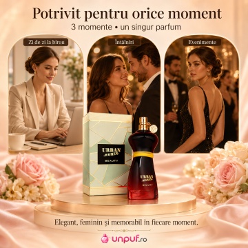 Parfum Arăbesc Urban Women Beauty Fragrance World 100 ml, Apă de Parfum Damă, Aromă Floral Fructată Feminină cu Coacăze Negre, Mandarină, Pară, Floare de Portocal, Iasomie, Iris, Patchouli, Praline, Mosc și Vanilie - Img 6