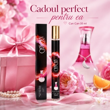Parfum CanCan 35 ml, Apă de Parfum Damă, Aromă Fructat Florală Dulce și Feminină, Format Compact, Note de Zmeură, Nectarină, Cassis, Clementină, Orhidee Sălbatică, Floare de Portocal, Mosc și Lemn Alb - Img 2