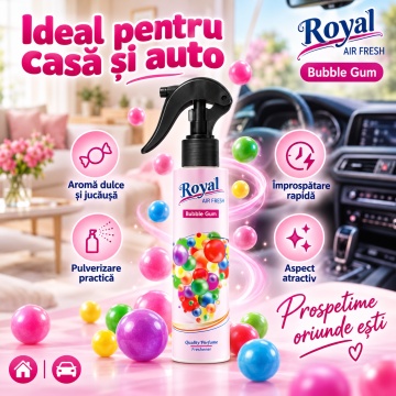 Parfum Concentrat de Cameră Bubble Gum Royal, Parfum Ambiental Intens cu Aromă Dulce de Gumă de Mestecat, pentru Spații Interioare si Auto, 250 ml - Img 2