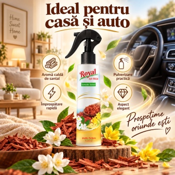 Parfum Concentrat de Cameră Sandalo Wood Royal, Parfum Ambiental Intens cu Aromă Lemnoasă de Santal, pentru Spații Interioare si Auto, 250 ml - Img 2