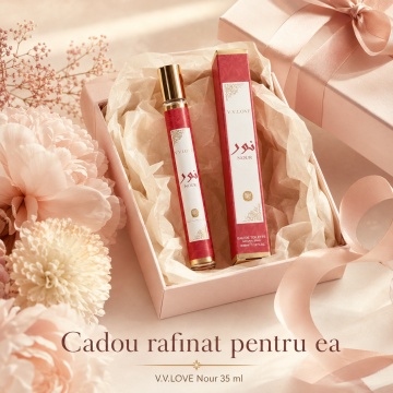 Parfum Damă Arăbesc Nour 35 ml V.V. Love, Apă de Toaletă, Inspirat de Ameerat Al Arab Asdaaf, Aromă Citrică Florală cu Bergamotă, Mosc Alb, Aloe Vera, Iasomie, Note Lemnoase și Oud - Img 4