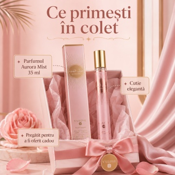 Parfum Damă Aurora Mist 35 ml V.V. Love, Apă de Toaletă, Inspirat de Valentino Donna Born In Roma Coral Fantasy, Aromă Fructat Florală cu Kiwi, Portocală, Trandafir, Iasomie, Mosc, Ambrette și Cedru - Img 4