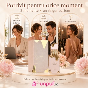 Parfum Eclaire Lattafa 100 ml, Apă de Parfum Damă, aromă dulce gurmandă cu caramel, lapte, miere, vanilie și pralină - Img 6