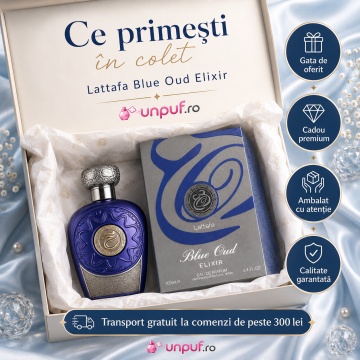 Parfum Lattafa Blue Oud Elixir, Eau de Parfum Bărbați, 100 ml, aromă oriental lemnoasă, yuzu, grepfrut, lămâie, piper - Img 4