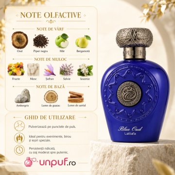 Parfum Lattafa Opulent Blue Oud 100 ml, Eau de Parfum unisex, aromă oriental lemnoasă cu oud - Img 5