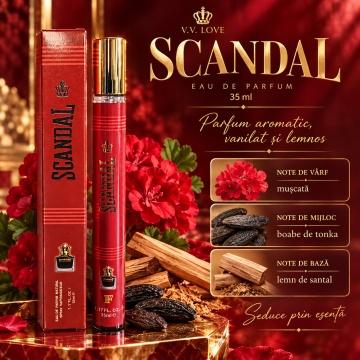 Parfum pentru barbati Scandal V.V. Love, Apa de Parfum, 35 ml, aroma aromatica vanilata lemnoasa, nucsoara, boabe de tonka si lemn de santal - Img 3