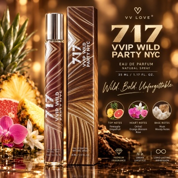 Parfum pentru femei 717 VVIP Wild Party NYC V.V. Love, Apa de Parfum, 35 ml, aroma dulce fructata florala, ananas, grapefruit, orhidee, floare de portocal, trandafir, mosc si note lemnoase