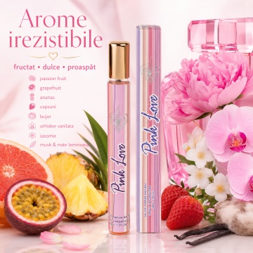 Parfum Pink Love 35 ml, Apă de Parfum Damă, Aromă Fructat Florală Proaspătă și Dulce, Format Compact, Note de Maracuia, Grapefruit, Ananas, Mandarină, Căpșuni, Bujor, Orhidee Vanilată, Iasomie, Mosc și Note Lemnoase - Img 8