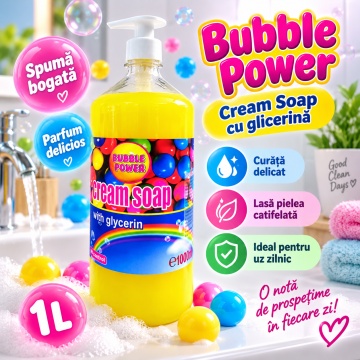 Săpun Lichid Cremos Cloret Bubble Gum cu Pompiță – 1 L - Img 2