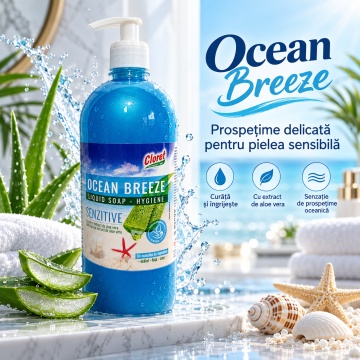 Săpun Lichid Cremos Cloret Ocean Breeze Sensitive cu Pompiță – 1 L - Img 2