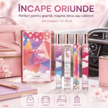 Set 4 Parfumuri Fairytale Glow Collection V.V. Love 35 ml, Puff Puff, Stellar Echoes, Fairytale Glow, Pink Puff, set cadou, pentru Femei - Img 4