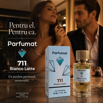 Set Apa de parfum Parfumat 711 Bianco Latte, Unisex, 50 ml si Gentuta cosmetice - Img 5