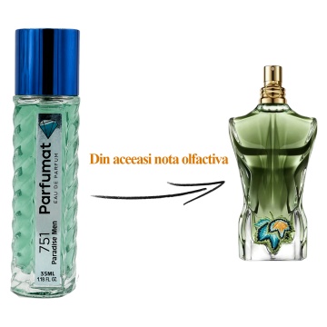 Set Apa de parfum Parfumat 751 Paradise Men, Barbat, 35 ml si Gentuta cosmetice - Img 2