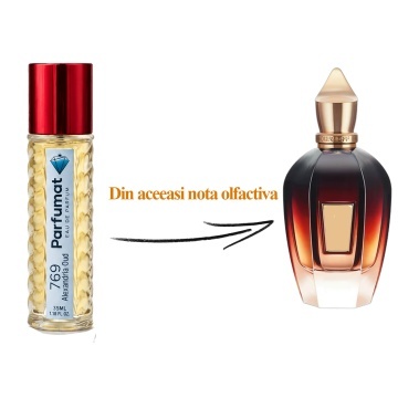 Set Apa de parfum Parfumat 769 Alexandria Oud, Unisex, 35 ml si Gentuta cosmetice - Img 2