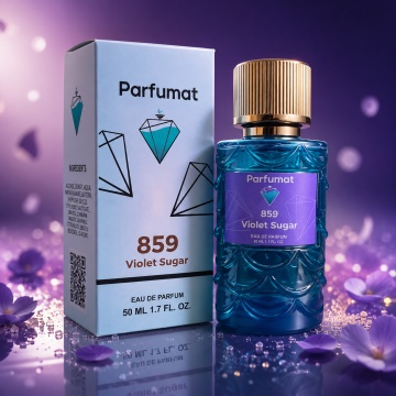 Set Apa de parfum Parfumat 859 Violet Sugar, Unisex, 50 ml si Gentuta cosmetice - Img 5