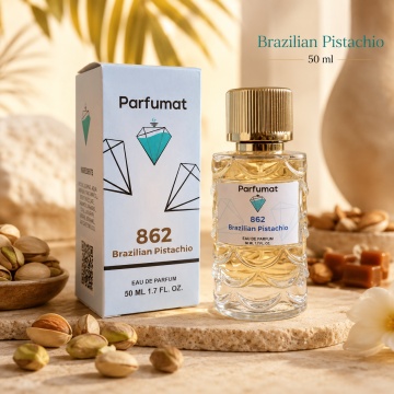 Set Apa de parfum Parfumat 862 Brazilian Pistachio, Unisex, 50 ml si Gentuta cosmetice - Img 4