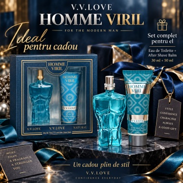 Set Cadou Bărbați V.V.Love Homme Viril, Eau de Toilette 30 ml + After Shave Balm 50 ml - Img 4