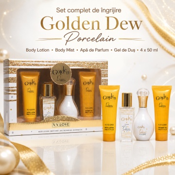 Set Cadou Damă V.V. Love Golden Dew Porcelain 4 Piese, Body Lotion, Body Mist, Eau de Parfum și Shower Gel 4x50 ml, Inspirat din J’adore Dior - Img 7