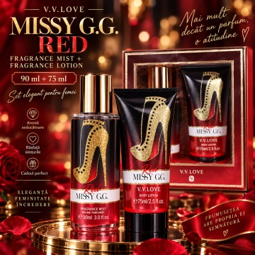 Set Cadou Femei V.V.Love Missy G.G. Red, Fragrance Mist 90 ml + Body Lotion 75 ml