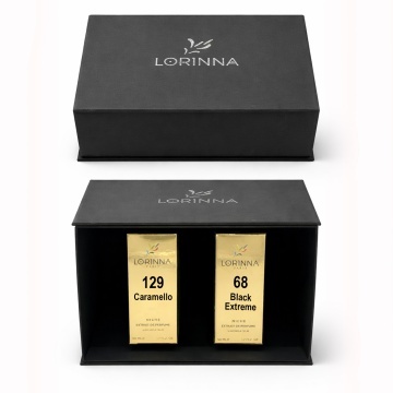 Set parfum Lorinna Paris Black Extreme & Caramello, 2 x 50 ml, Cutie cadouri parfum premium