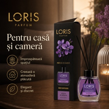 Set parfum odorizat de camera cu betisoare parfumate, miros placut persistent, LORIS PARFUM, esenta Violeta Mov, 120 ml - Img 3