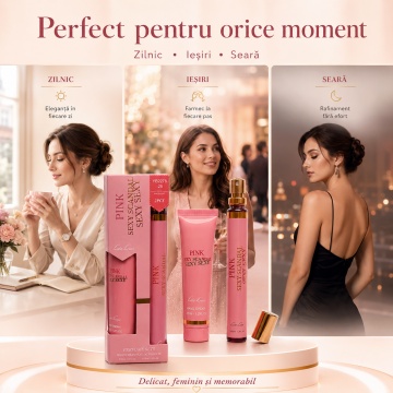 Set Parfum și Cremă de Mâini Pink Sexy Scandal Lea Luis 2x35 ml, Damă, Aromă Floral Citrică cu Miere, Note de Portocală Roșie, Mandarină, Iasomie, Gardenie, Caramel și Patchouli - Img 12
