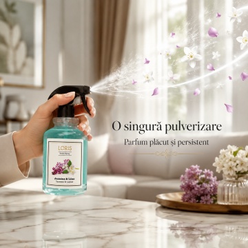 Spray Odorizant Loris Pafum Jasmine & Lilac, 500 ml, pentru Cameră, Hol, Baie și Auto, Aromă Florală de Iasomie și Liliac - Img 7