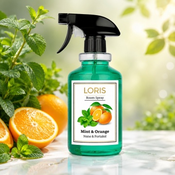 Spray Odorizant Loris Pafum Mint & Orange, 500 ml, pentru Cameră, Hol, Baie și Auto, Aromă Fresh de Mentă și Portocală