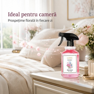 Spray Odorizant Loris Pafum Wild Flower, 500 ml, pentru Cameră, Hol, Baie și Auto, Aromă Florală de Flori Sălbatice - Img 2