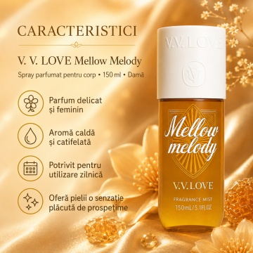 Spray Parfumat pentru Corp V.V. Love Mellow Melody, 150 ml, Damă, Aromă Caldă și Catifelată - Img 2