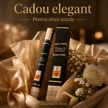 Apă de Parfum Khamrah Lattafa 35 ml, Unisex, Aromă Oriental Dulce, Format Compact, Note de Scorțișoară, Nucșoară, Bergamotă, Curmale, Pralină, Vanilie, Tonka și Amberwood - Img 7